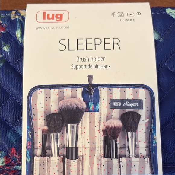 Lug Navy Quilted Brush Holder with Floral Design - Picture 3 of 4